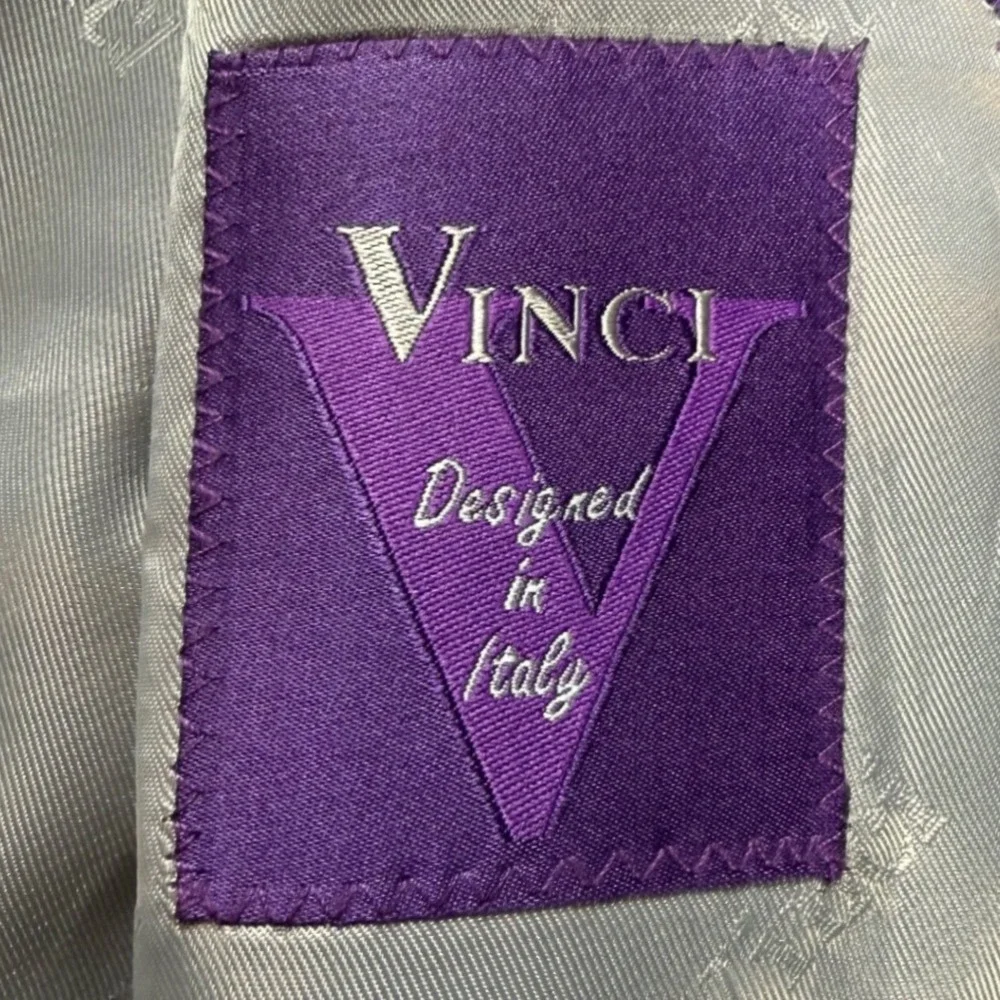 Vinci Mens Gray Double Breasted Blazer Suit Jacket 50L Peak‎ Lapel Professional